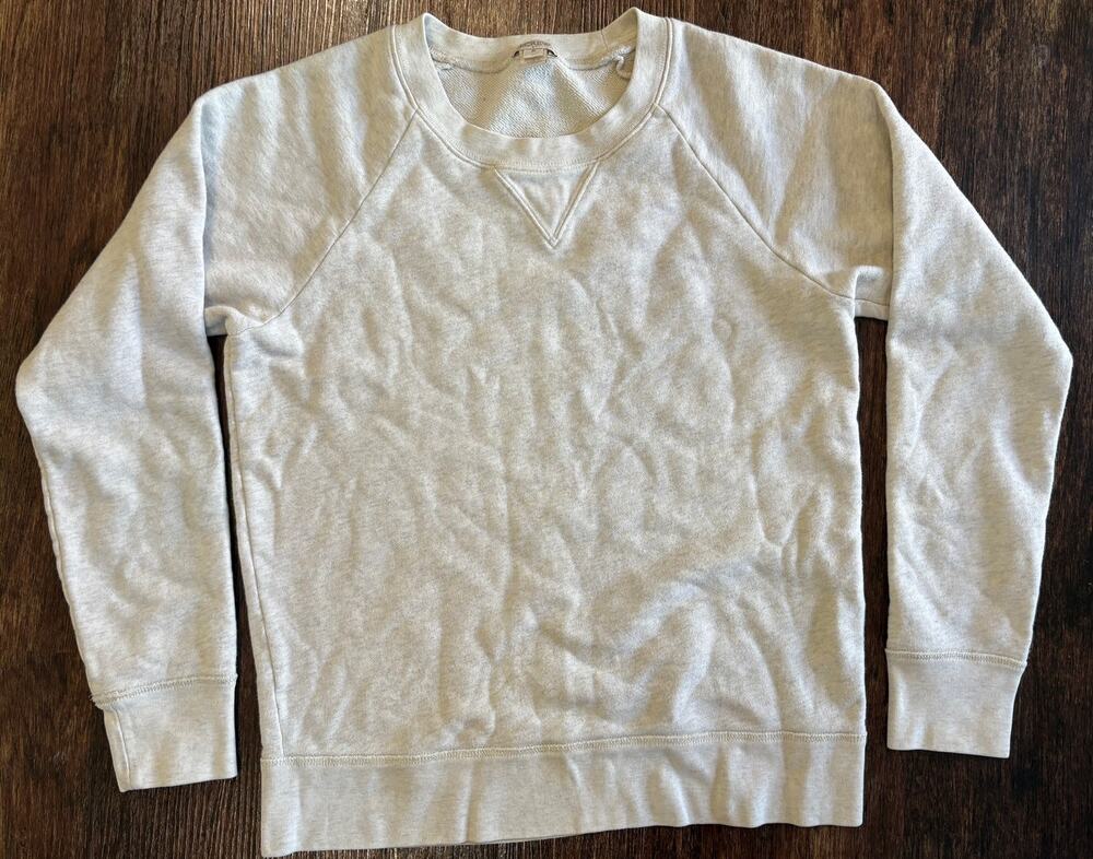 J. Crew Lightweight Cotton Crewneck Pullover Sweatshirt Cream S SP15